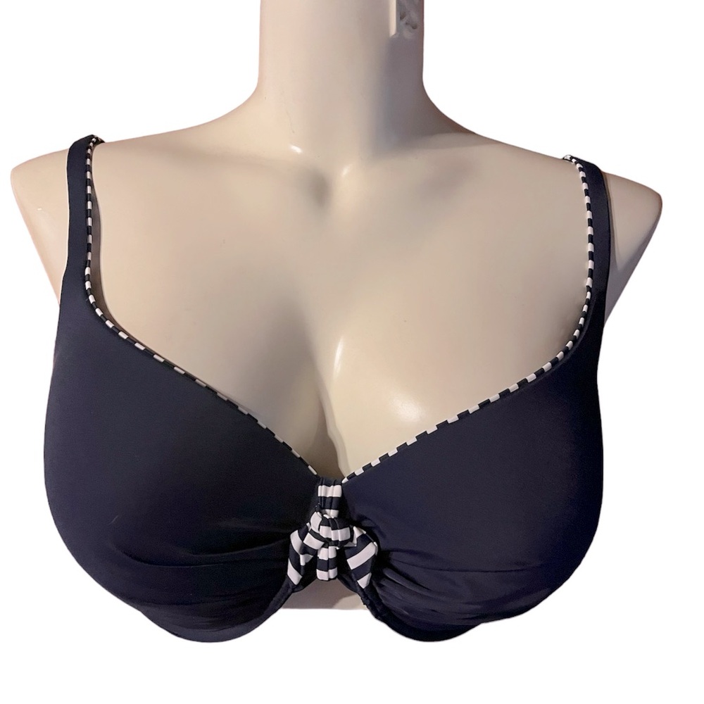 NWT Le Via en Rose Bathing Suit Bikini Top Navy Blue XL D Cup